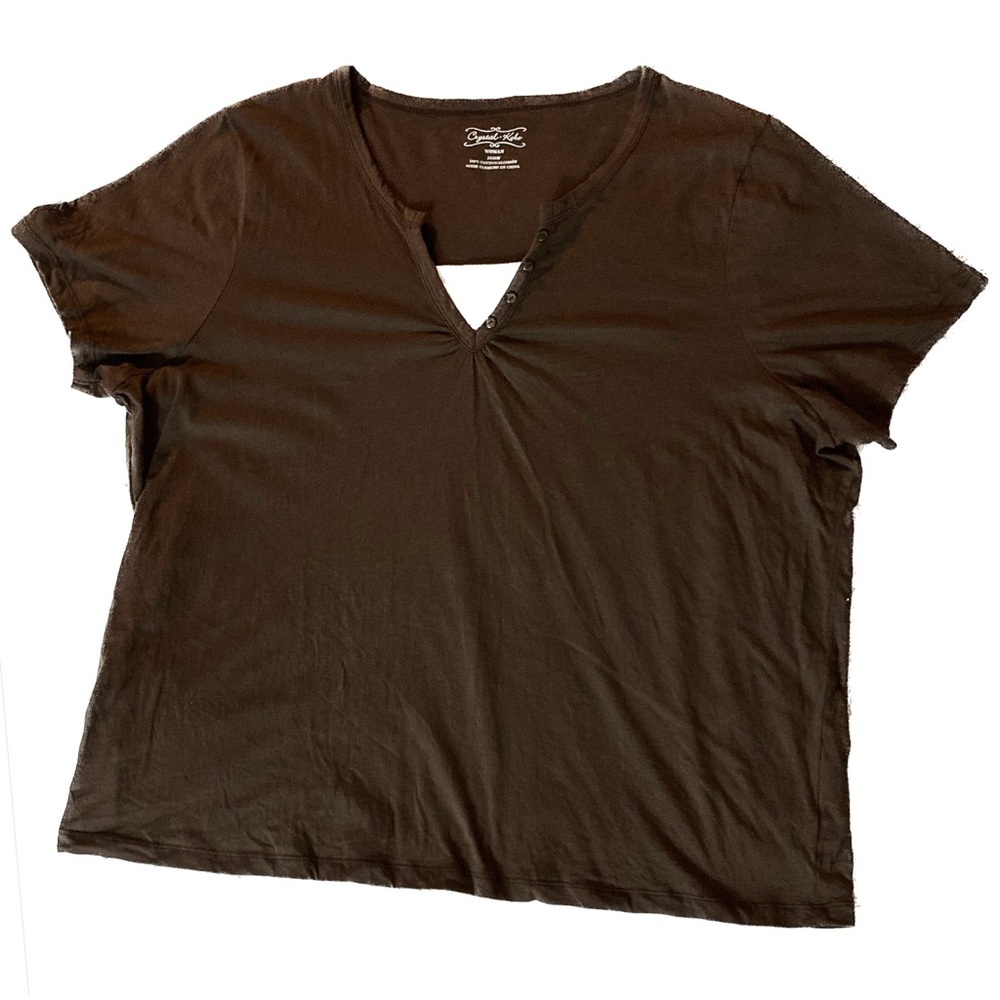 New W/O Tags Women’s Brown “Crystal-Kobe” V-Neck Blouse (Size 24/26W)